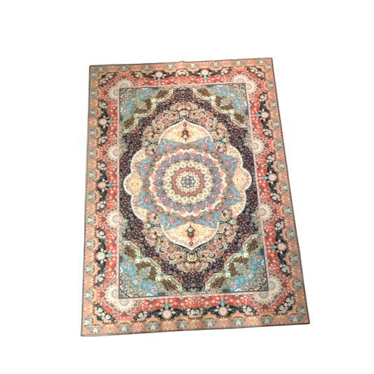 (#15) Rose of Mash’had – 7’x9’ Stain resistant & Machine Washable Persian-Inspired Area Rug Carpet