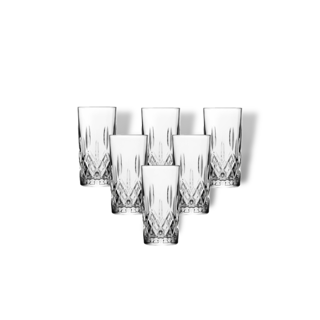 Set of 6 Tall Drinking Glasses – 360ml Beverage Glassware for Drinks & Refreshments