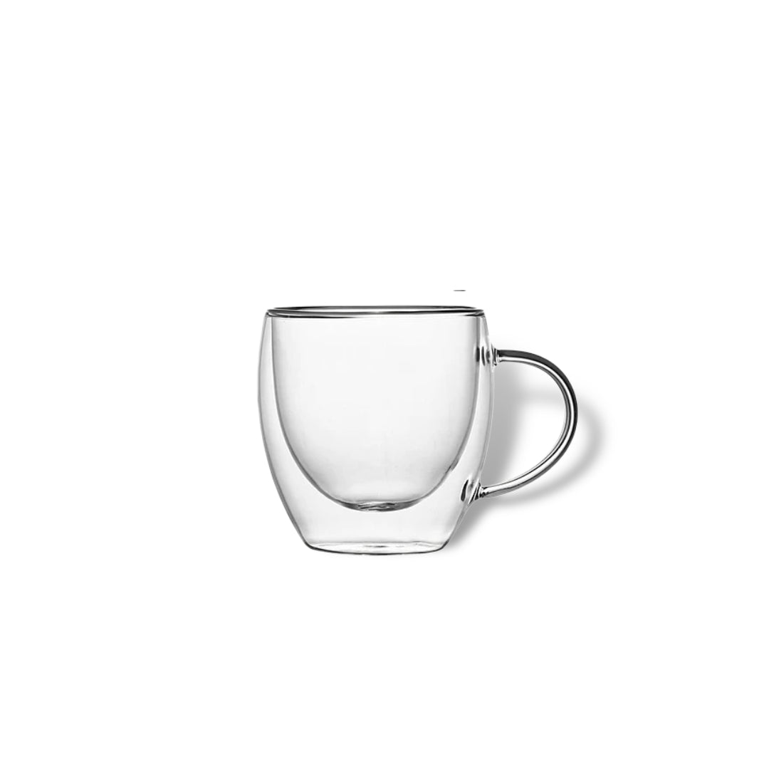 Set of 4 Glasses – 250 ml Double Wall Thermal Insulation Anti Scalding Coffee Cup with Handle Mug
