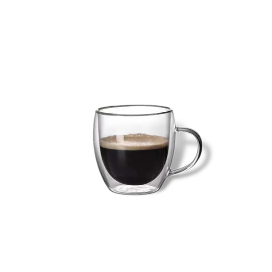 Set of 4 Glasses – 250 ml Double Wall Thermal Insulation Anti Scalding Coffee Cup with Handle Mug