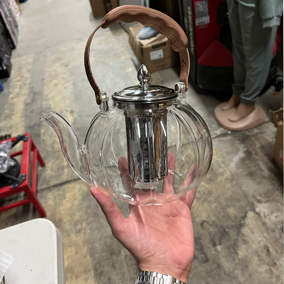 1.5L Borosilicate Glass Teapot with Stainless Steel Infuser & Lid – Heat-Resistant