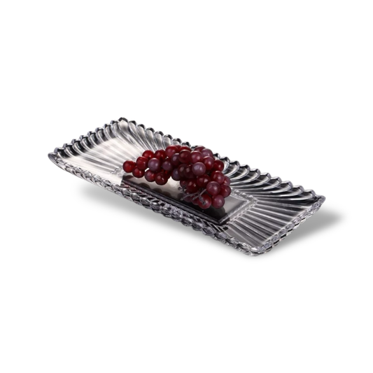 Crystal Glass Long Serving Tray for Fruits and Sweets - Clear Finish