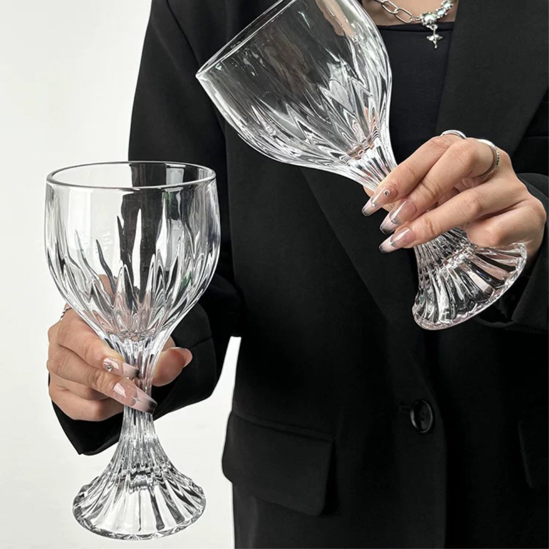 Large Crystal Goblet Tall Drinking Wine Glass Set of 6 Pieces
