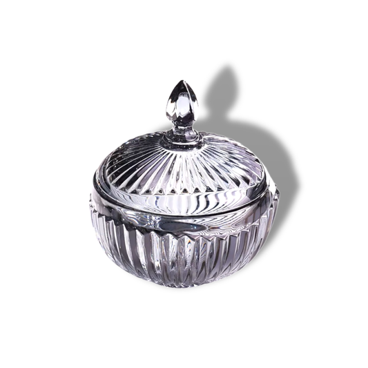 Candy Crystal Glass Bowl with Lid - Clear Finish