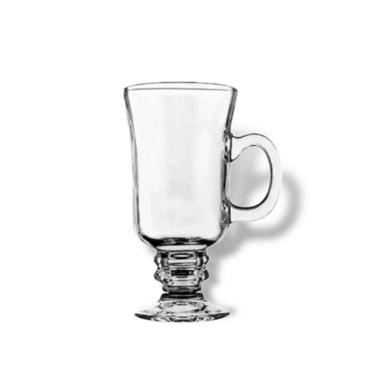 Set of 6 Glasses – 230 ml Crystal Glass Long Coffee Cup with Handle and Leg Base