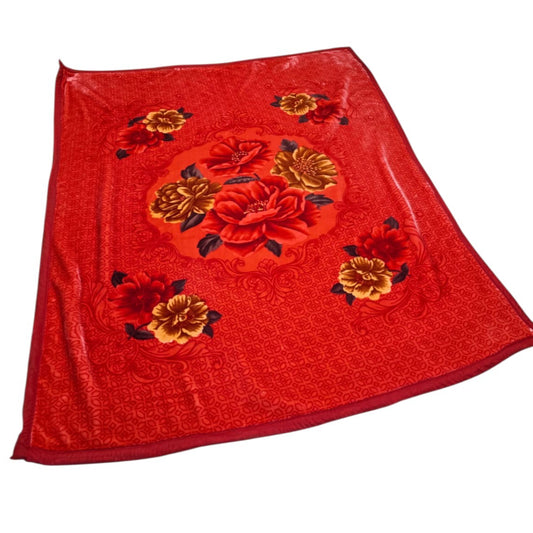 Weighted Blanket - Deep Red Floral Queen Size