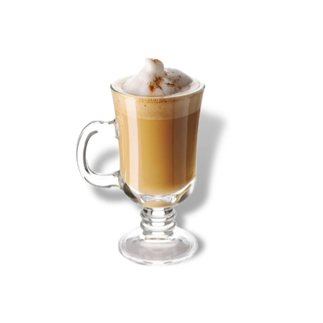 Set of 6 Glasses – 230 ml Crystal Glass Long Coffee Cup with Handle and Leg Base