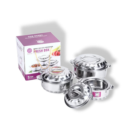Stainless Steel Food Thermos Insulator Hot Pot Set of 3 Pieces Lunchbox - Small