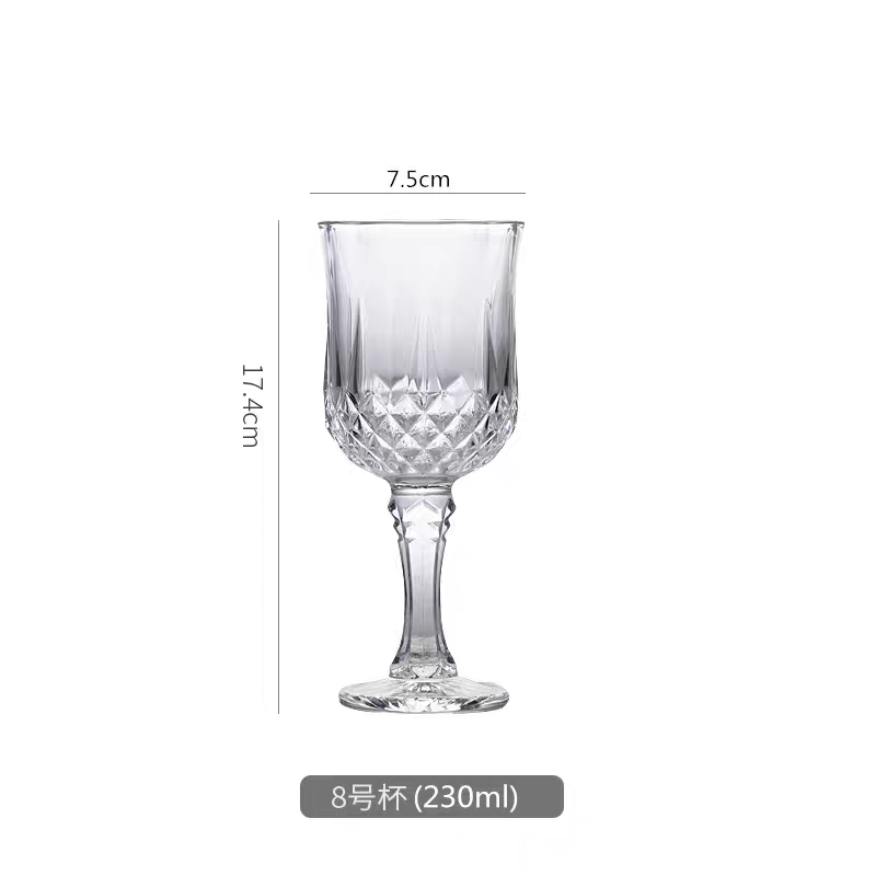 CRYSTAL GLASS CHALICE DRINKWARE 230ML SET OF 6 PCS