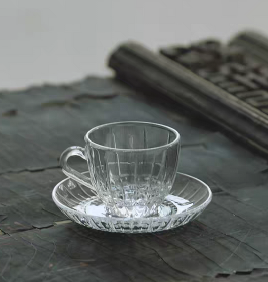 Small Glass Tea Set of 12 Pieces Tea Cups with Saucer - 75ml