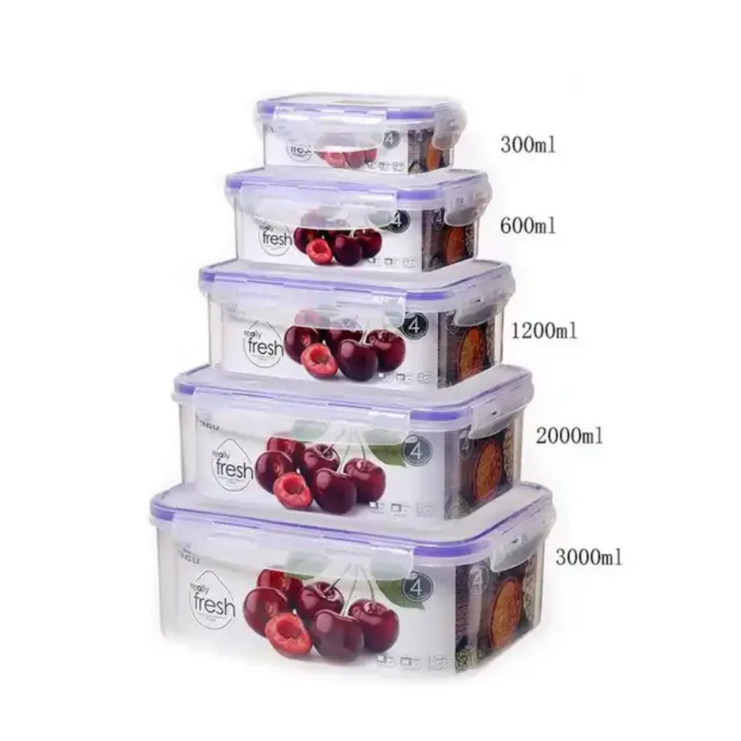 5-Piece Airtight Tupperware Set – Leak-Proof, Spill-Resistant, Portable Food Storage Containers