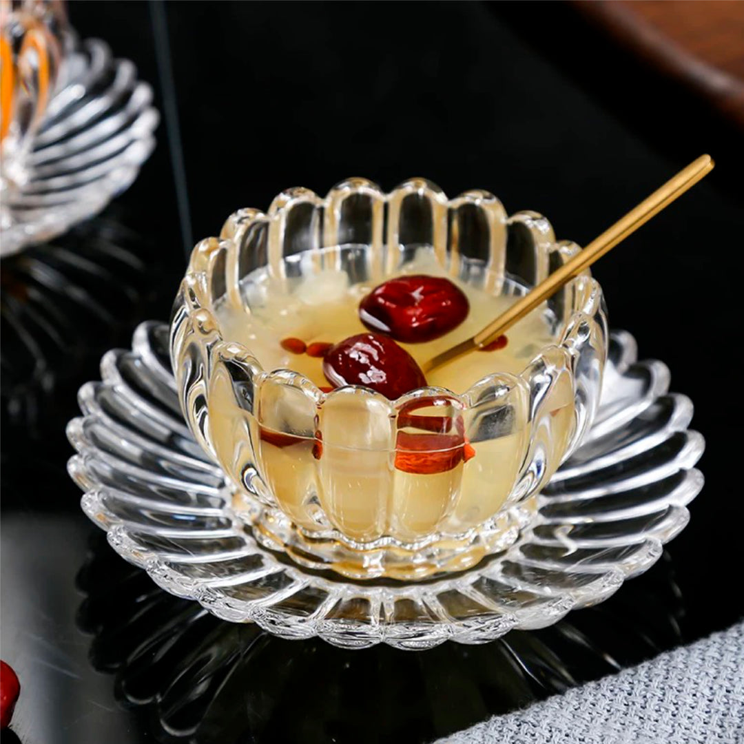 Flower Pot Design Crystal Bowl Set of 12 Pieces - Dessert Set